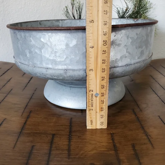 Galvanized Pedestal Planter Tray 10 5" - Picture 4 of 8